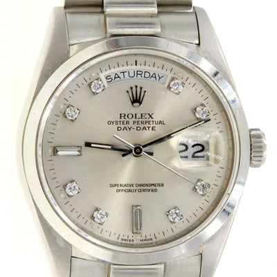 Rolex President Day-Date 18026 Platinum Black Diamond Dial 36MM Factory Mens Watch - Giorgio Conti Jewelers