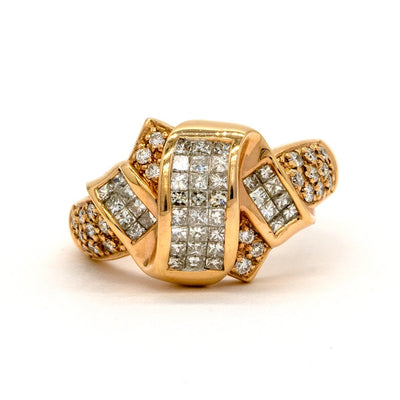 14KT Rose Gold 1.16CTW Princess and Round Brilliant Cut Natural Diamond Band - Giorgio Conti Jewelers