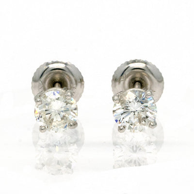 14KT White Gold 1.15CTW Round Brilliant Cut Prong Set Natural Diamond Stud Earrings - Giorgio Conti Jewelers