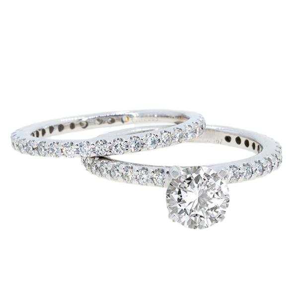 14KT White Gold 1.28ctw Round Cut Prong Set Diamond Wedding Set - Giorgio Conti Jewelers