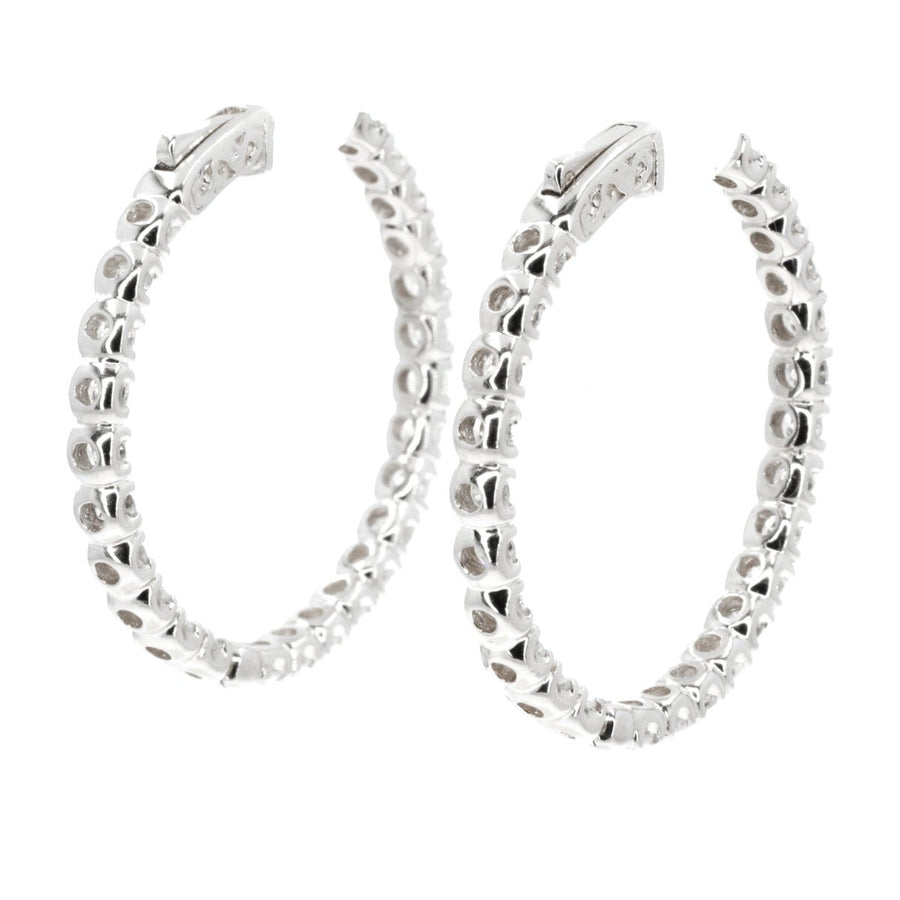 14KT White Gold In and Out 5.20CTW Diamond Hoop Earrings - Giorgio Conti Jewelers