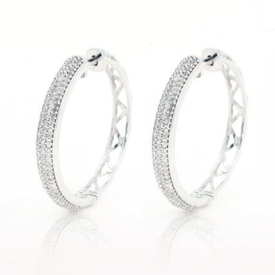 14kt White Gold Multi Row Pave Natural .50ctw Diamond Earrings - Giorgio Conti Jewelers