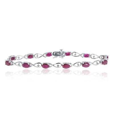 14kt White Gold NATURAL Ruby and Diamond Tennis Bracelet 6.76ctw Ruby and Diamonds - Giorgio Conti Jewelers