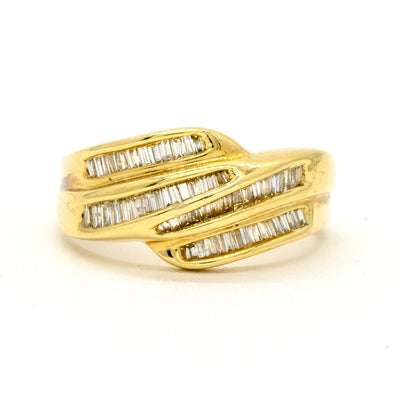 14KT Yellow Gold 0.80CTW Baguette Cut Channel Set Natural Diamond Cocktail Ring - Giorgio Conti Jewelers