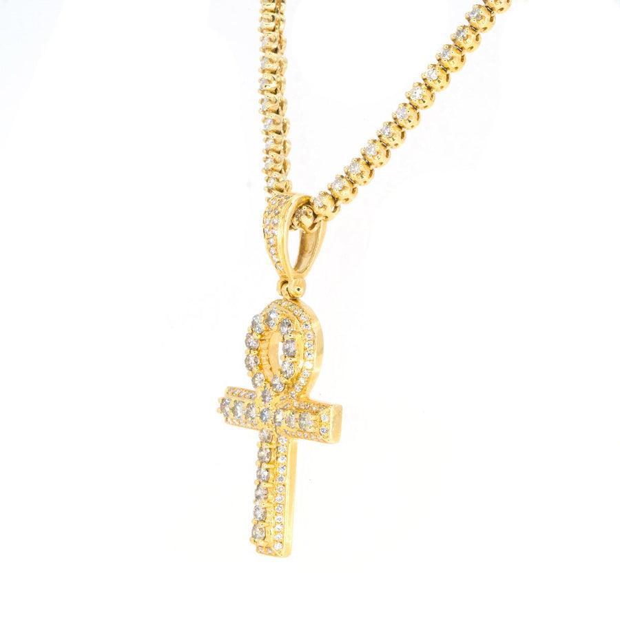 14KT Yellow Gold 3.25CTW Brilliant Round Diamond Cross Pendant - Giorgio Conti Jewelers
