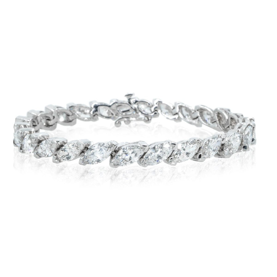 18KT White Gold 17.25CTW Marquise Diamond Tennis Bracelet - Giorgio Conti Jewelers