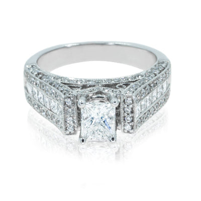18KT White Gold 2.08CTW Princess Cut Diamond Engagement Ring - Giorgio Conti Jewelers