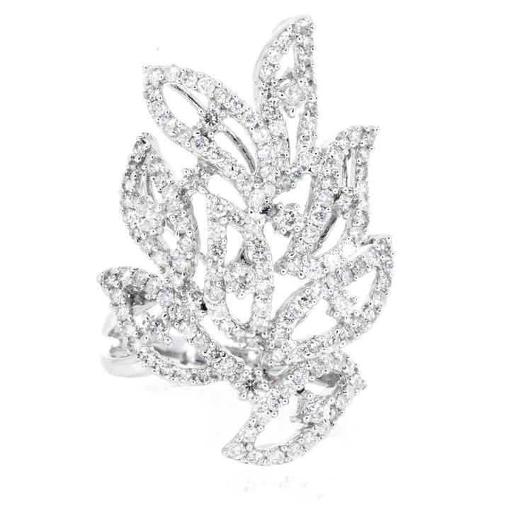 18Kt White Gold 2.19ctw Round Cut Free Form Diamond Ring - Giorgio Conti Jewelers