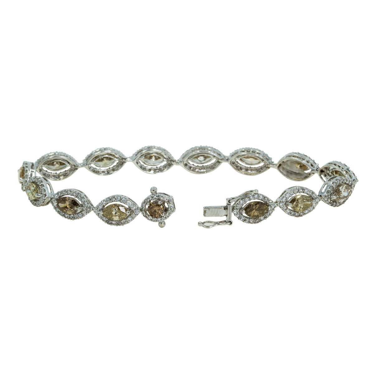 17 7/8 CTW Marquise Lab Grown Diamond Flower Fashion Bracelet - 7 Inches 14K White Gold FG, VS2+