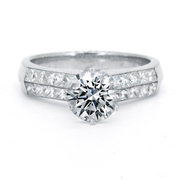 Platinum 0.85ctw Round Cut Invisible Set Diamond Engagement Ring - Giorgio Conti Jewelers