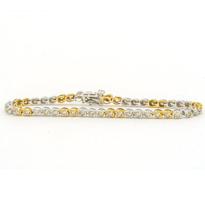Two Tone White and Yellow Gold 3.00CTW Round Brilliant Cut Natural Diamond Tennis Bracelet - Giorgio Conti Jewelers
