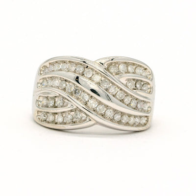 White Gold 1.00CTW Round Brilliant Cut Channel Set Natural Diamond Cocktail Ring - Giorgio Conti Jewelers