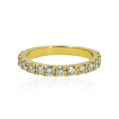 Yellow Gold Prong Set Natural 1.12ctw Diamond Wedding / Stacking Band Ring - Giorgio Conti Jewelers