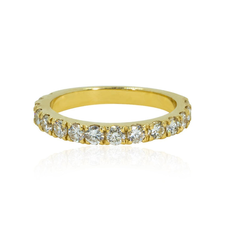 Yellow Gold Prong Set Natural 1.12ctw Diamond Wedding / Stacking Band Ring - Giorgio Conti Jewelers