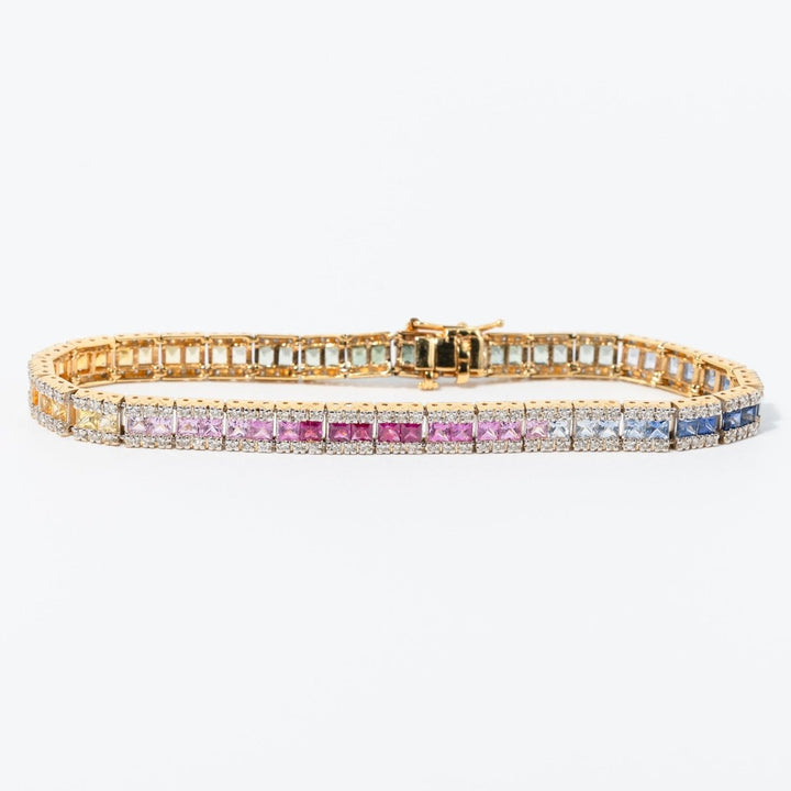 Rainbow Multi Color Natural Sapphire and Diamond Tennis bracelet - Giorgio Conti Jewelers
