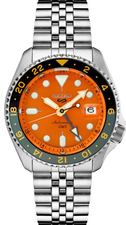 SEIKO 5 SSK005 SKK SERIES ORANGE GMT AUTOMATIC WATCH - Giorgio Conti Jewelers