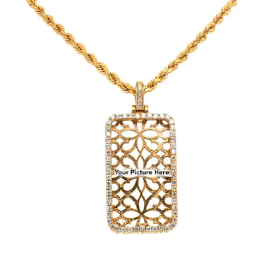 10KT Rose Gold 1.50ctw Round Cut Prong Set Diamond Rectangle Memory Pendant - Giorgio Conti Jewelers