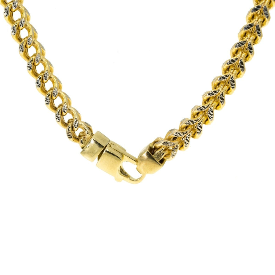 10KT Two Tone Gold Pave Square Franco Bracelet - Giorgio Conti Jewelers