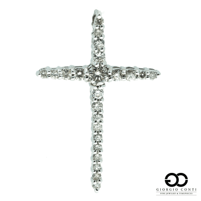 10kt White gold 23 Diamond cross Pendant .85ctw - Giorgio Conti Jewelers