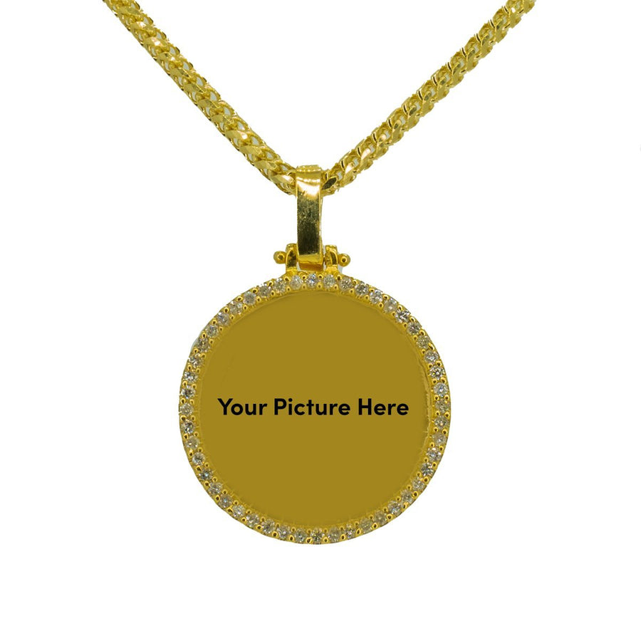 10KT Yellow Gold 0.85ctw Round Cut Prong Set Diamond Circle Memory Pendant - Giorgio Conti Jewelers