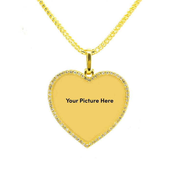 10KT Yellow Gold 1.00ctw Round Cut Prong Set Diamond Heart Memory Pendant - Giorgio Conti Jewelers
