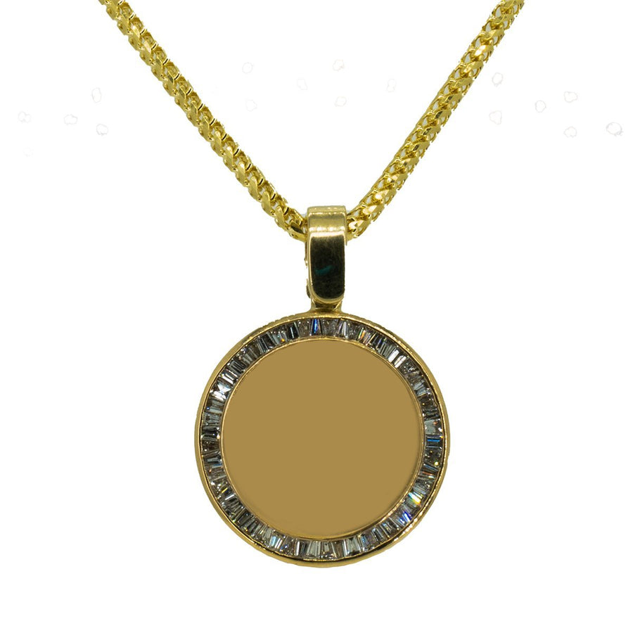 10KT Yellow Gold 1.86ctw Baguette Cut Channel Set Diamond Circle Memory Pendant - Giorgio Conti Jewelers