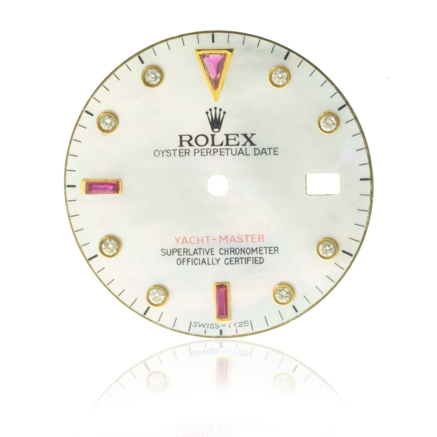 Rolex Yacht-Master 40MM Yellow Gold Diamond Ruby White MOP Watch Dial - Giorgio Conti Jewelers