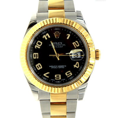 Rolex Datejust II 116333 Two Tone Black Dial 41MM Factory Mens Watch - Giorgio Conti Jewelers