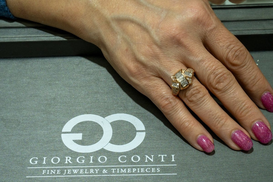 14KT Rose Gold 1.16CTW Princess and Round Brilliant Cut Natural Diamond Band - Giorgio Conti Jewelers
