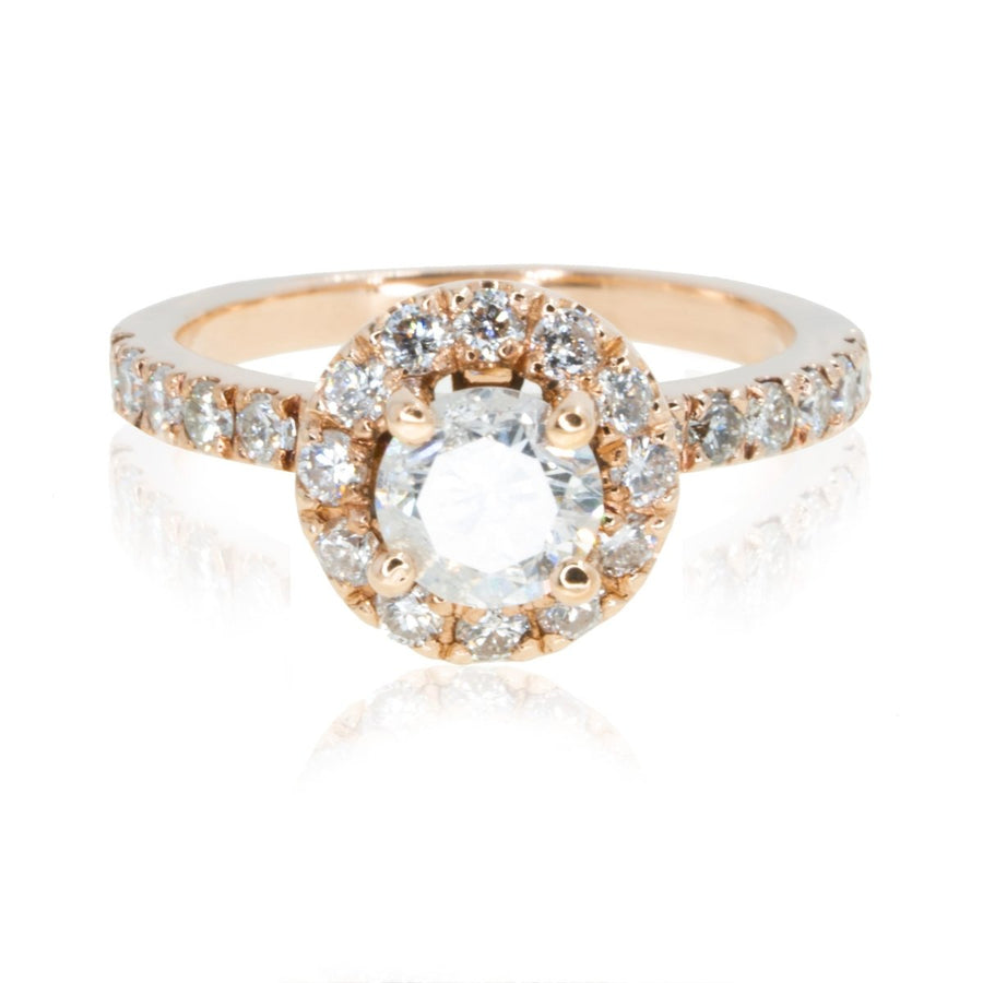 14KT Rose Gold 1.80CTW Round Cut Halo Diamond Engagement Ring - Giorgio Conti Jewelers