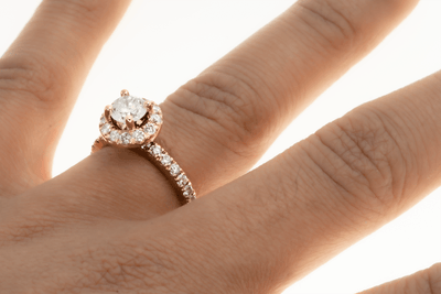 14KT Rose Gold 1.80CTW Round Cut Halo Diamond Engagement Ring - Giorgio Conti Jewelers