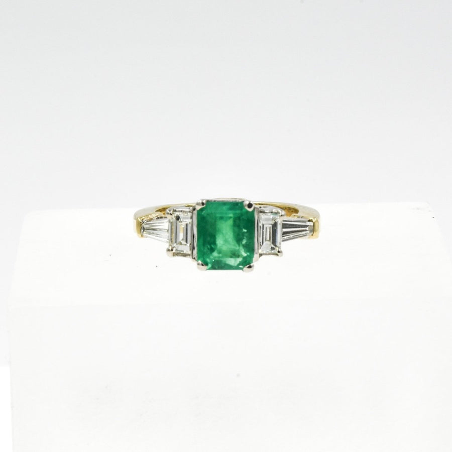 14KT Two Tone Gold 2.70CTW Diamond NATURAL Colombian Emerald Ring - Giorgio Conti Jewelers