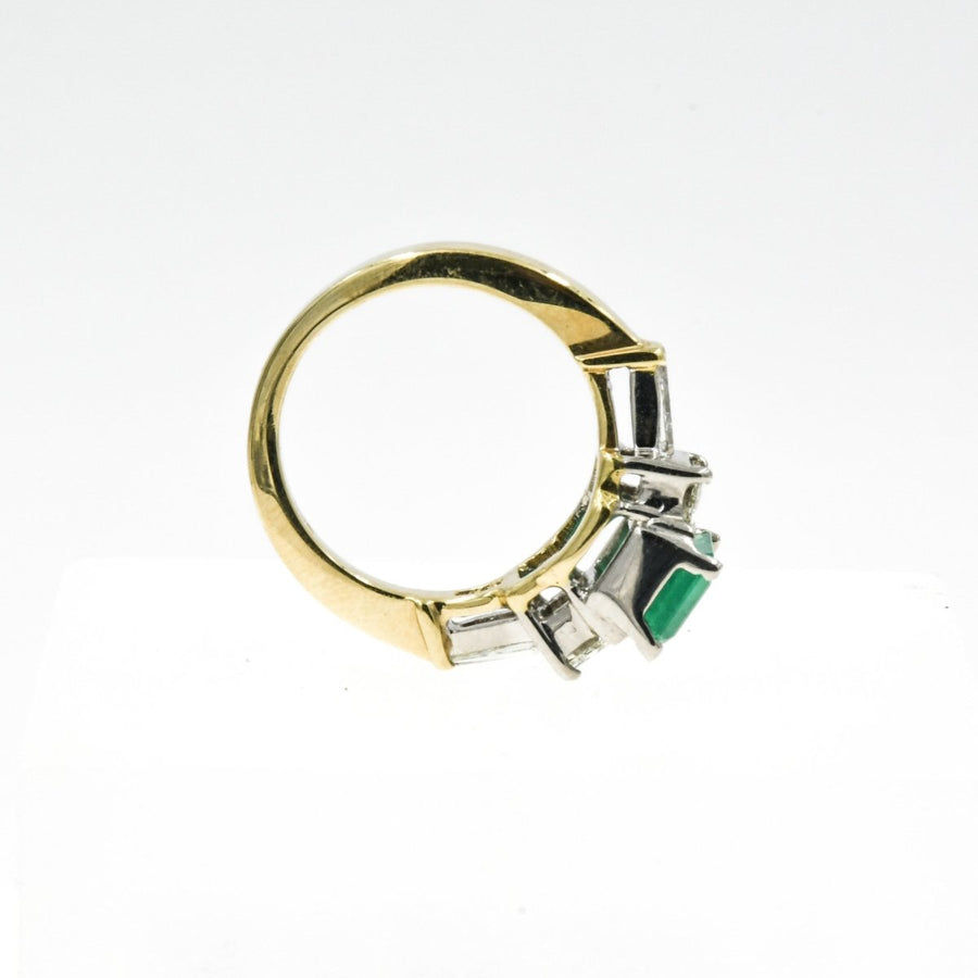 14KT Two Tone Gold 2.70CTW Diamond NATURAL Colombian Emerald Ring - Giorgio Conti Jewelers