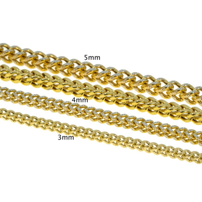 14KT Two Tone Gold Pave Square Franco Chain - Giorgio Conti Jewelers