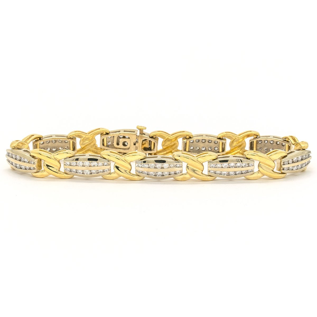 14k Solid Gold Natural Diamond Tennis Bracelet Baguette Channel Set Multi  Tone G