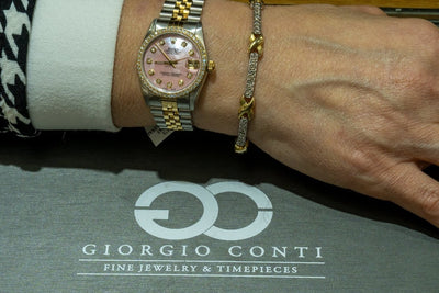14KT Two Tone Yellow and White Gold 2.50CTW Round Brilliant Cut Pave Set Natural Diamond Tennis Bracelet - Giorgio Conti Jewelers