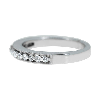 14KT White Gold 0.25CTW Raised Diamond Ring with miligrain design - Giorgio Conti Jewelers