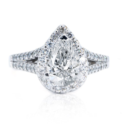 14KT White Gold 0.48ctw Pear Cut Prong Set Diamond Engagement Ring - Giorgio Conti Jewelers