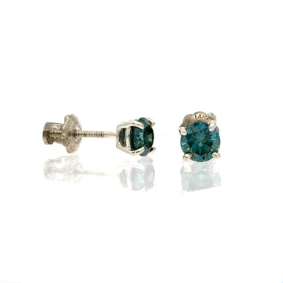 14KT White Gold 0.70CTW Natural Blue Diamond Stud Earrings - Giorgio Conti Jewelers