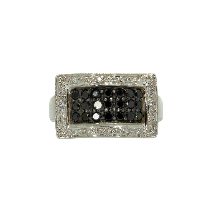 14KT White Gold 0.75ctw Round Cut Pave Set Black and White Diamond Cocktail Ring - Giorgio Conti Jewelers