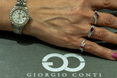 14KT White Gold 0.86CTW Oval Cut Prong Set Natural Ruby and Diamond Ring - Giorgio Conti Jewelers