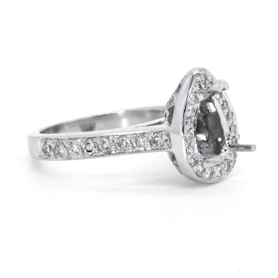 14KT White Gold 1.00ctw Pear Cut Pave Set Halo Diamond Engagement Ring - Giorgio Conti Jewelers