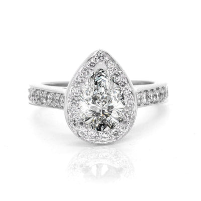 14KT White Gold 1.00ctw Pear Cut Pave Set Halo Diamond Engagement Ring - Giorgio Conti Jewelers