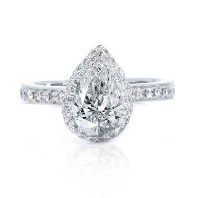 14KT White Gold 1.07ctw Pear Cut Pave Prong Set Diamond Engagement Ring - Giorgio Conti Jewelers
