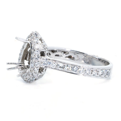 14KT White Gold 1.07ctw Pear Cut Pave Prong Set Diamond Engagement Ring - Giorgio Conti Jewelers