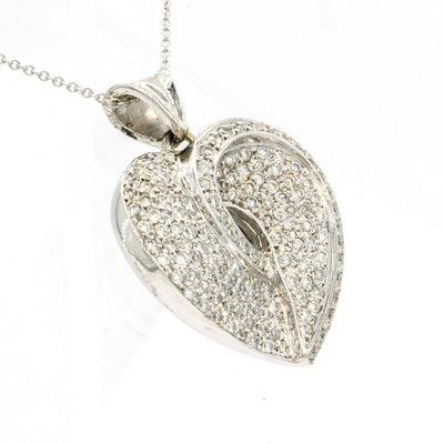 LOUIS VUITTON 18k White Gold Diamond Heart Locket Pendant 53009
