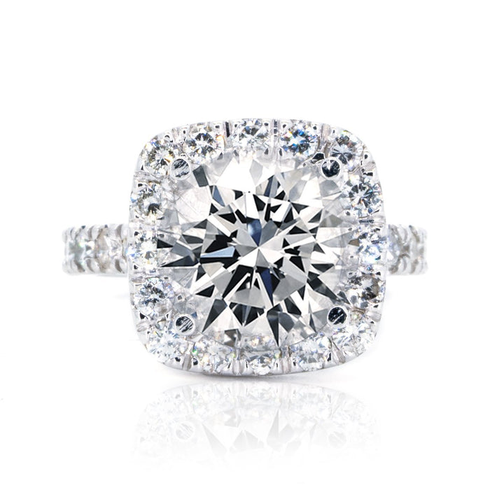 14KT White Gold 1.35ctw Round Cut Prong Set Cushion Halo Diamond Engagement Ring - Giorgio Conti Jewelers