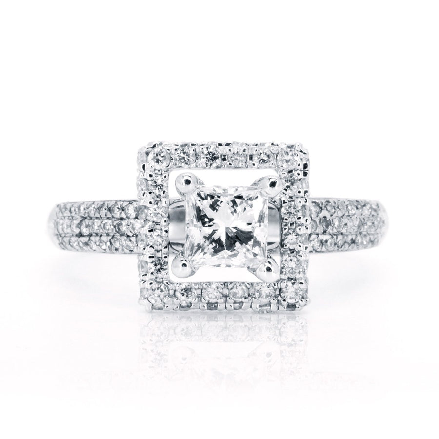 14kt White Gold 1.40ctw NATURAL Princess Cut Diamond Engagement Wedding Ring - Giorgio Conti Jewelers