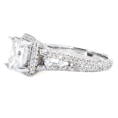 14KT White Gold 1.40ctw Princess Cut Pave Prong Set Diamond Engagement Ring - Giorgio Conti Jewelers