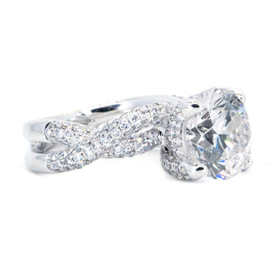 14KT White Gold 1.58ctw Round Cut Prong Set Diamond Twist Engagement Ring - Giorgio Conti Jewelers